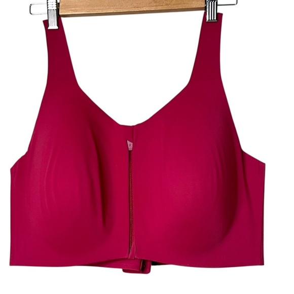 KNIX Fuschia Front Zip Catalyst Sports Bra Crossed Back Straps Lightly Padded 8+ - Picture 3 of 10